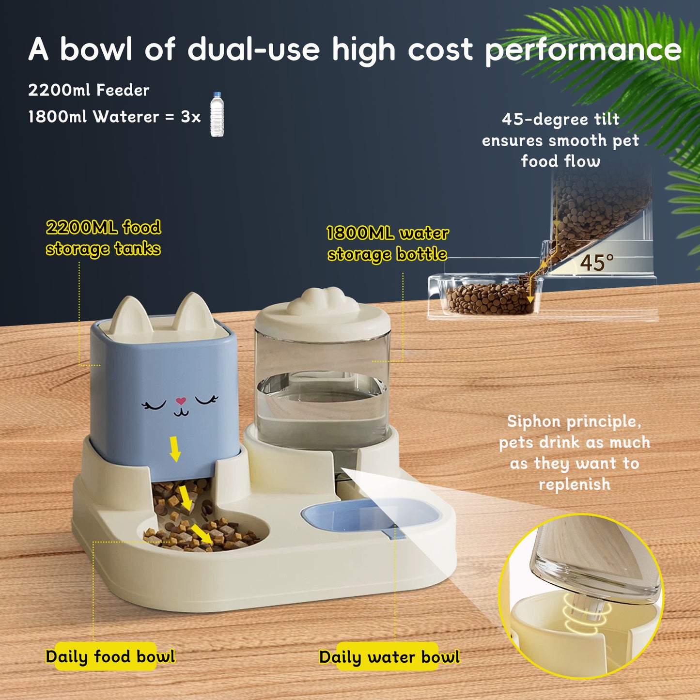 Automatic Pet Feeder & Water Dispenser | Dry & Wet Food Bowl for Cats & Dogs