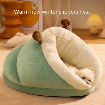 Pet Bed for Cats & Small Dogs – Soft Hooded Nest Sleeping Bag Cushion