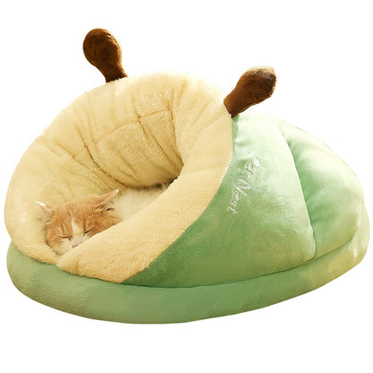 Pet Bed for Cats & Small Dogs – Soft Hooded Nest Sleeping Bag Cushion
