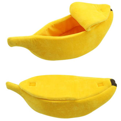 Banana Shaped Pet House Bed | Warm Cute Dog & Cat Sleeping Kennel Sofa