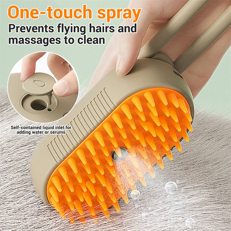 3-in-1 Steam Pet Grooming Brush for Cats & Dogs | Electric Spray Massage Comb
