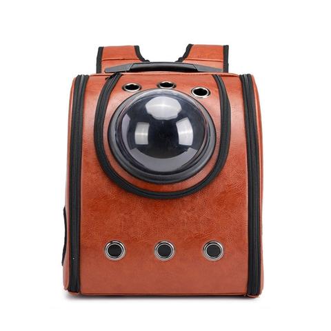 Leather Pet Carry Backpack Capsule – Travel & Outdoor Bag for Dogs & Cats