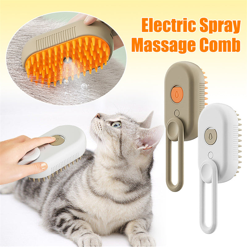 3-in-1 Steam Pet Grooming Brush for Cats & Dogs | Electric Spray Massage Comb
