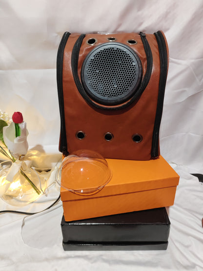 Leather Pet Carry Backpack Capsule – Travel & Outdoor Bag for Dogs & Cats