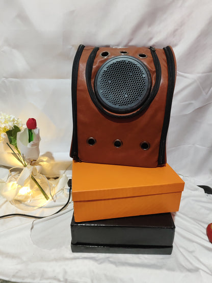 Leather Pet Carry Backpack Capsule – Travel & Outdoor Bag for Dogs & Cats