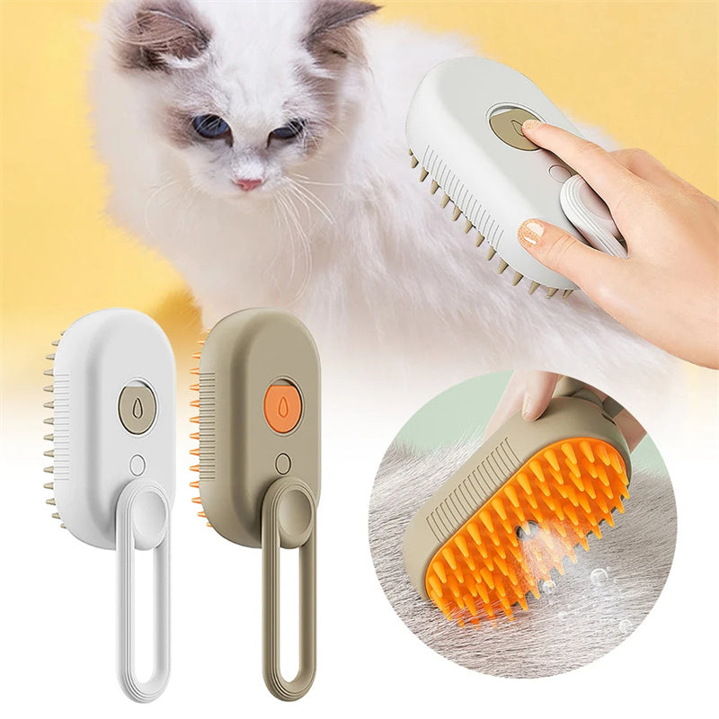 3-in-1 Steam Pet Grooming Brush for Cats & Dogs | Electric Spray Massage Comb