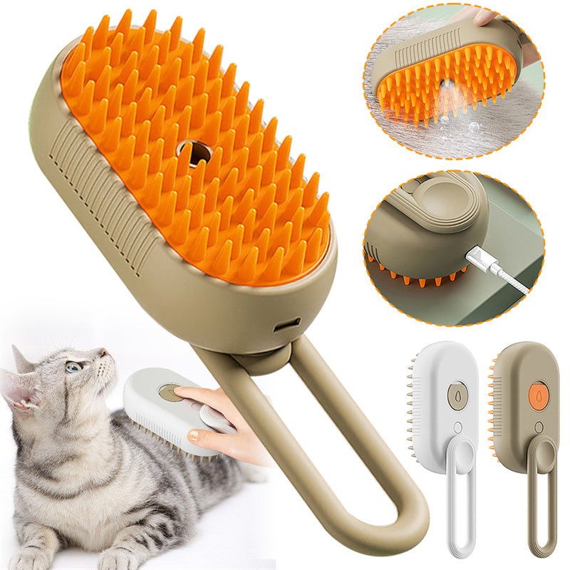 3-in-1 Steam Pet Grooming Brush for Cats & Dogs | Electric Spray Massage Comb