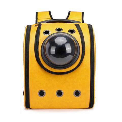 Leather Pet Carry Backpack Capsule – Travel & Outdoor Bag for Dogs & Cats