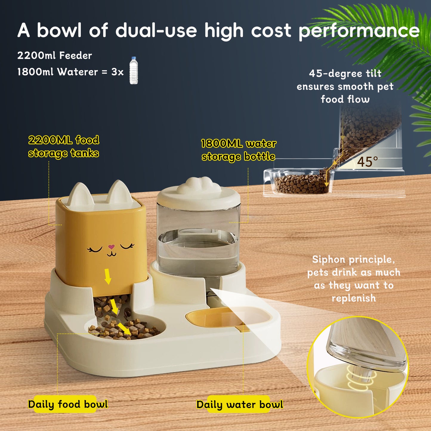 Automatic Pet Feeder & Water Dispenser | Dry & Wet Food Bowl for Cats & Dogs