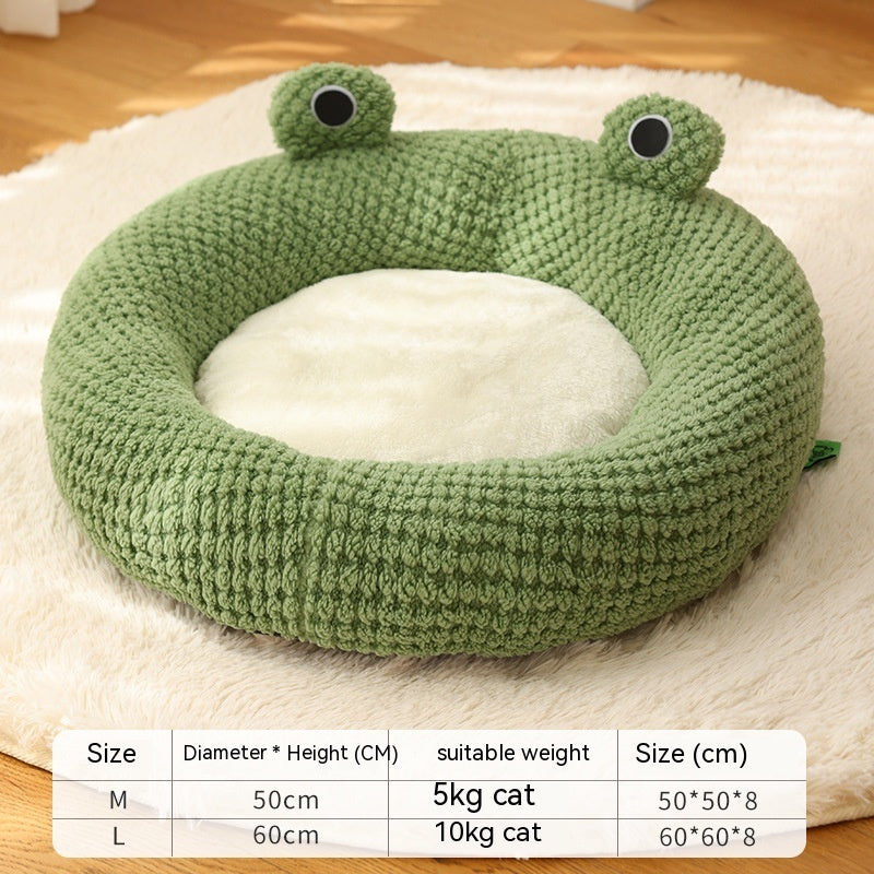 Little Frog Warm Plush Pet Bed House for Cats & Small Dogs (Up to 5KG) – Soft Winter Nest