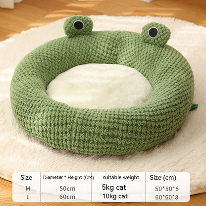 Little Frog Warm Plush Pet Bed House for Cats & Small Dogs (Up to 5KG) – Soft Winter Nest