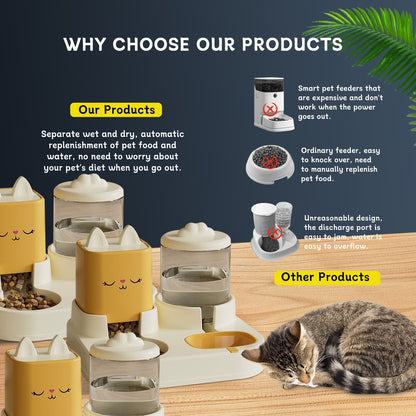 Automatic Pet Feeder & Water Dispenser | Dry & Wet Food Bowl for Cats & Dogs
