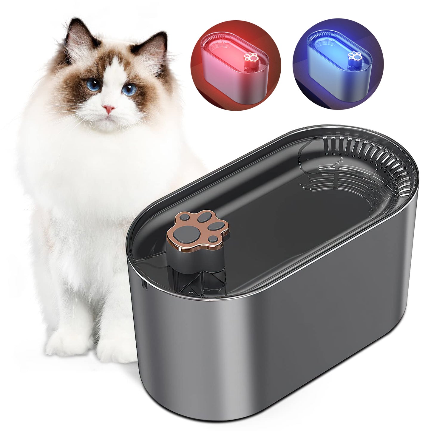 3L Automatic Pet Water Fountain with LED Light – Ultra-Quiet Filtered Water Dispenser for Cats & Dogs