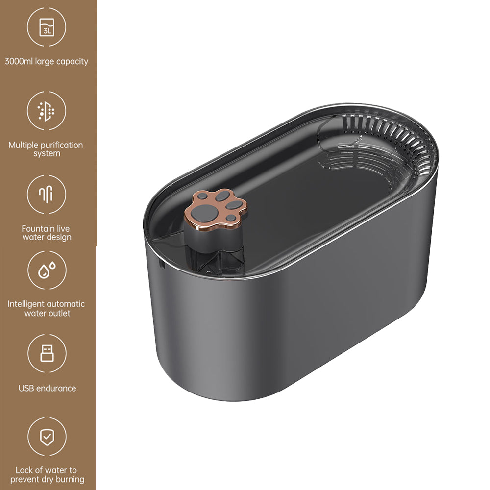 3L Automatic Pet Water Fountain with LED Light – Ultra-Quiet Filtered Water Dispenser for Cats & Dogs