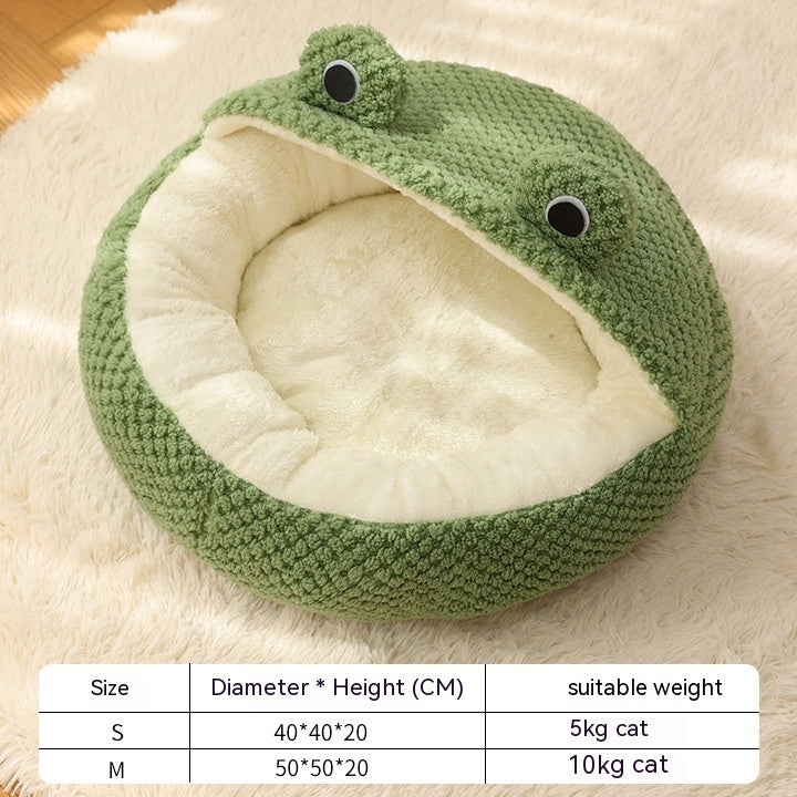 Little Frog Warm Plush Pet Bed House for Cats & Small Dogs (Up to 5KG) – Soft Winter Nest